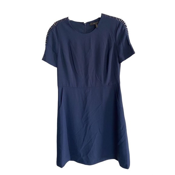 BCBGMaxAzria Dresses & Skirts - BCBGMAXAZRIA Jeanette Short Sleeve Dark Navy Blue Midi Dress Women's 6 NWT $248
